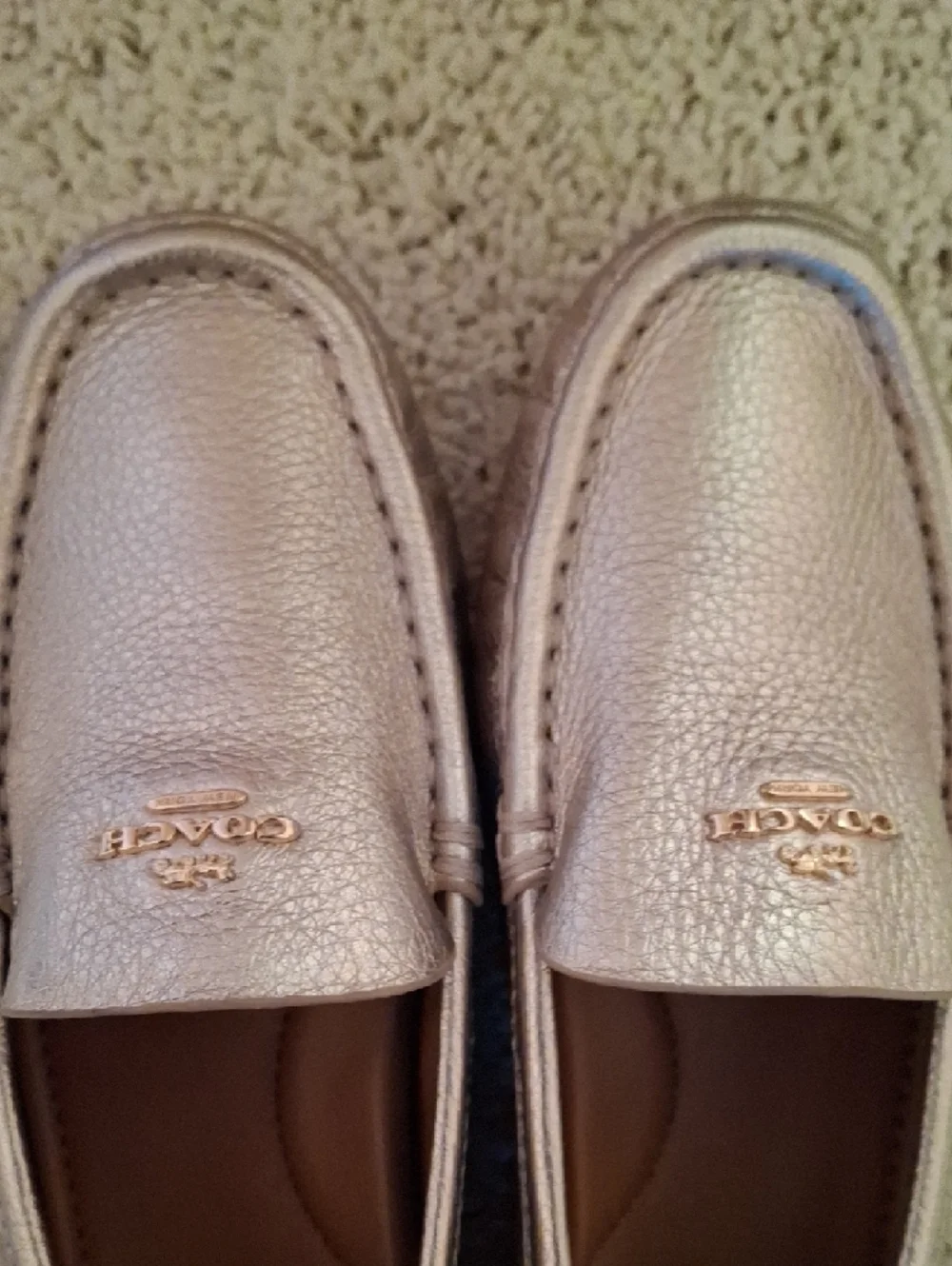 Coach Metallic Champagne Leather Penny Loafers - Picture 5 of 5